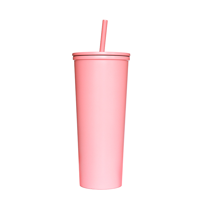 Taza de café helado grande aislada de acero inoxidable de 32 oz con tapa de pajita