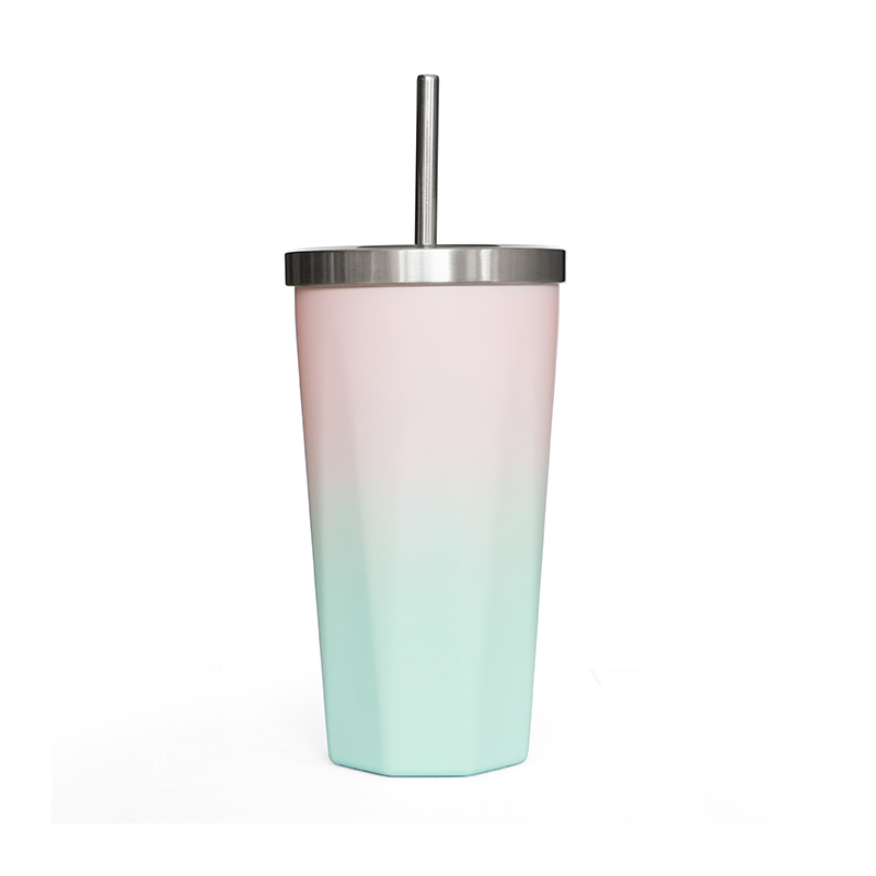 Vaso de viaje aislado reutilizable de fácil agarre de 20 oz con tapa y pajita
