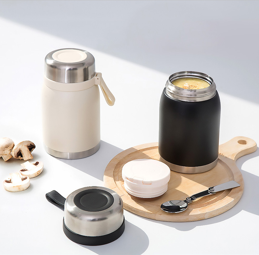 detail of Almacenamiento de contenedores de alimentos con aislamiento al vacío de 700 ml / 1000 ml con asa para sopa, tazón para batidos, avena