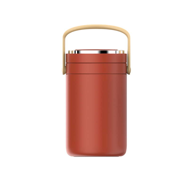 Tarro de comida apilable de 4 niveles todo en uno aislado al vacío de 2,4 l/2,6 l con asa grande para la familia