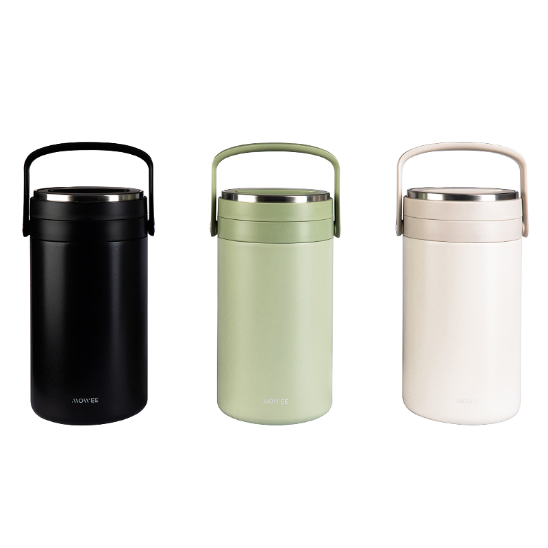 detail of Tarro de comida apilable de 4 niveles todo en uno aislado al vacío de 2,4 l/2,6 l con asa grande para la familia