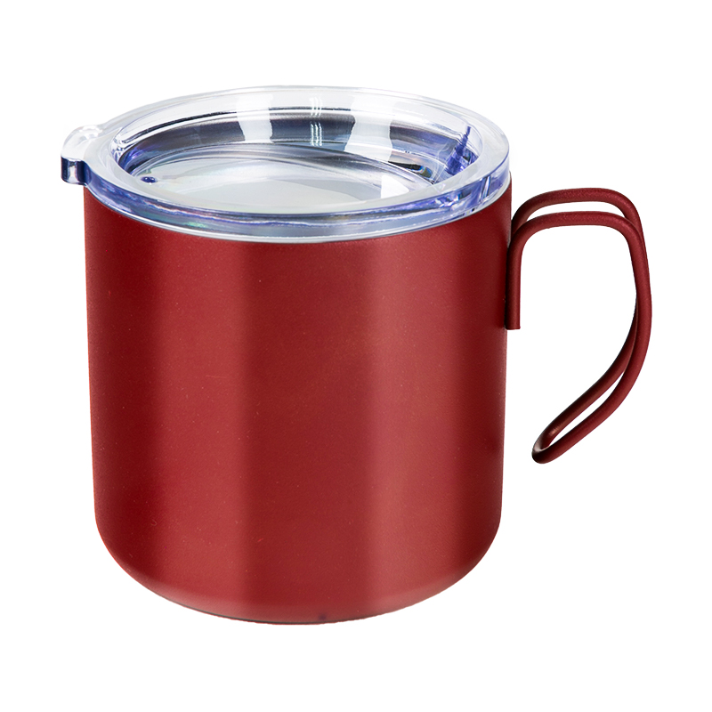Taza térmica de camping de boca ancha de acero inoxidable de 12 oz con tapa