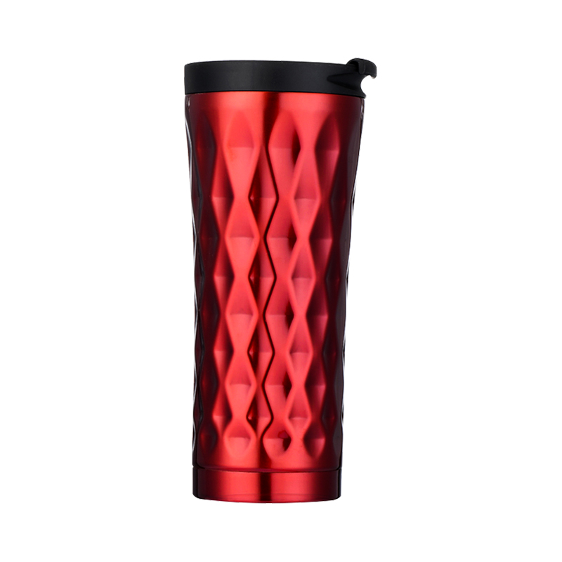 Vaso de café con agarre interior de plástico de 500 ml con tapa a prueba de derrames