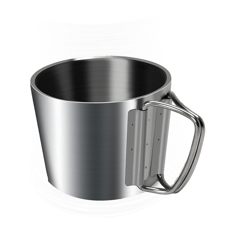 Taza de camping de café de acero inoxidable de 18 oz con asa de boca ancha