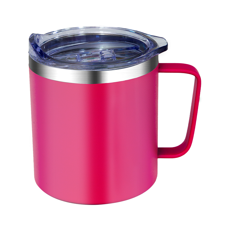 Taza de viaje apta para lavavajillas de doble pared aislada de 12 oz con asa cómoda