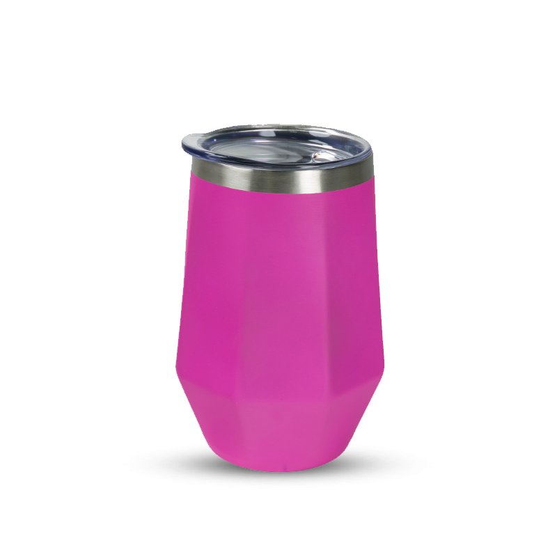 Vaso de vino con forma de diamante de acero inoxidable con aislamiento de 12 oz de boca ancha